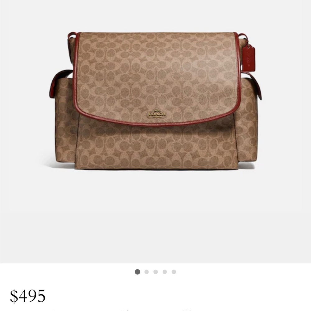 Coach Signature Crossbody Bag in Brown with Red Trim